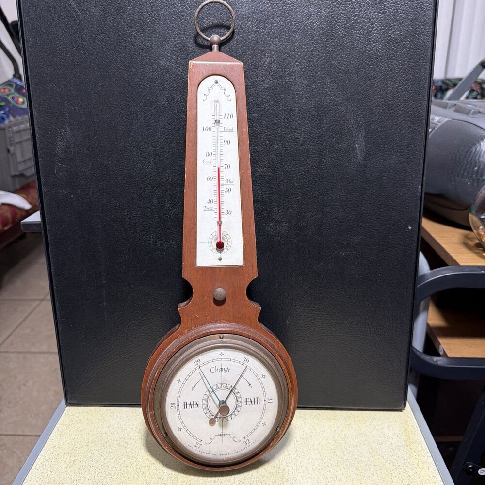 Swift & Anderson Weather Station Wooden Banjo Barometer Vintage